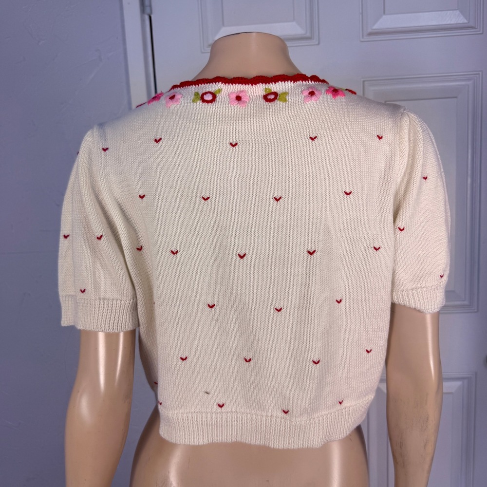 Sugar Thrillz Women's Sweater 1X Cardigan Floral Embroider Crop Love in Bloom T4 - Picture 3 of 6
